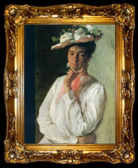 framed  Chase, William Merritt Woman in White, ta009-2
